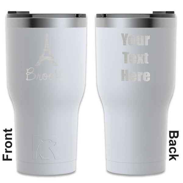 Custom Eiffel Tower RTIC Tumbler - White - Engraved Front & Back (Personalized)