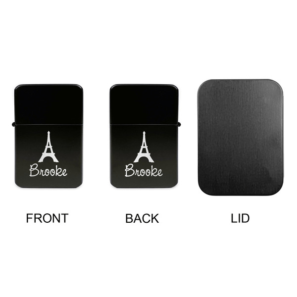 Eiffel Tower Windproof Lighters - Black, Double Sided, no Lid - APPROVAL