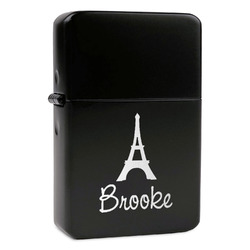 Eiffel Tower Windproof Lighter - Black - Single Sided & Lid Engraved (Personalized)