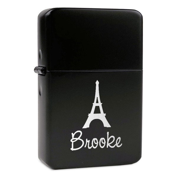 Custom Eiffel Tower Windproof Lighter - Black - Double Sided (Personalized)