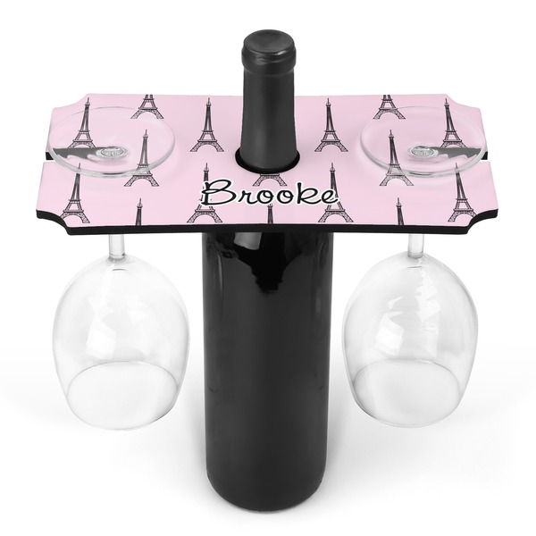 Custom Eiffel Tower Wine Bottle & Glass Holder (Personalized)