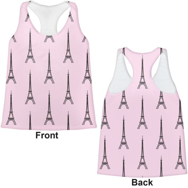 Eiffel Tower Womens Racerback Tank Tops - Medium - Front and Back