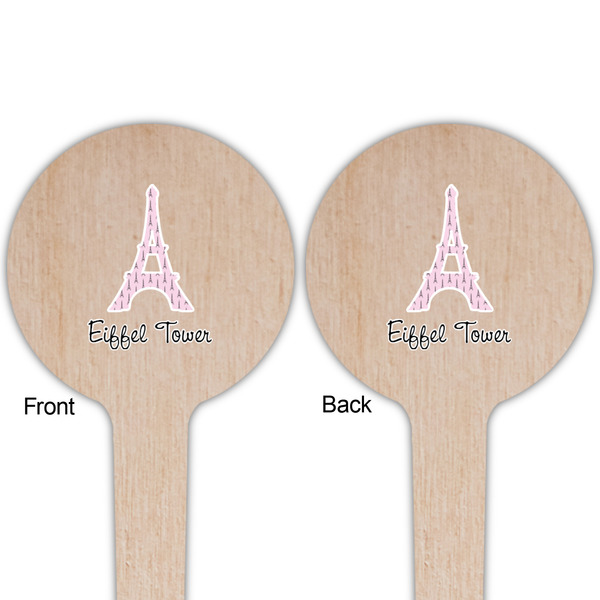 Eiffel Tower Wooden 4" Food Pick - Round - Double Sided - Front & Back