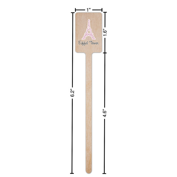 Eiffel Tower Wooden 6.25" Stir Stick - Rectangular - Dimensions