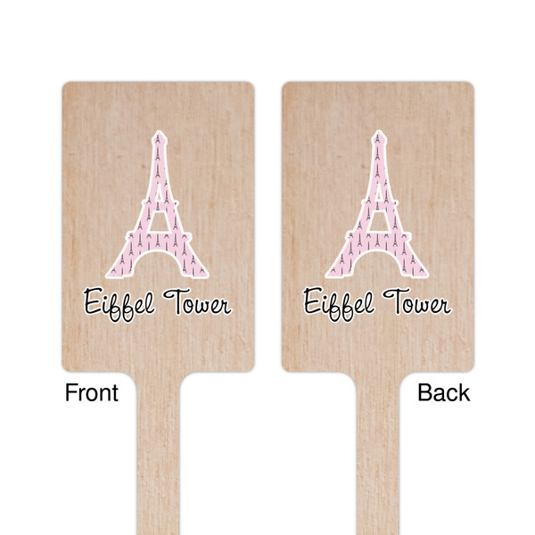 Eiffel Tower Wooden 6.25" Stir Stick - Rectangular - Double Sided - Front & Back
