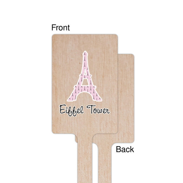 Eiffel Tower Wooden 6.25" Stir Stick - Rectangular - Single - Front & Back