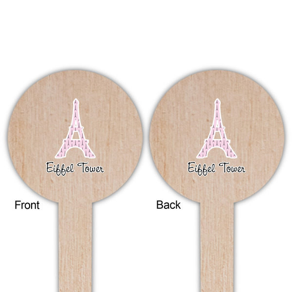 Eiffel Tower Wooden 6" Food Pick - Round - Double Sided - Front & Back