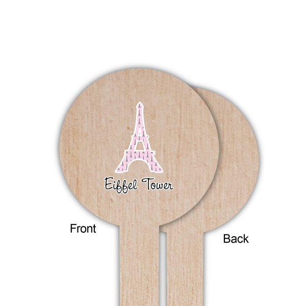 Eiffel Tower Wooden 6" Food Pick - Round - Single Sided - Front & Back