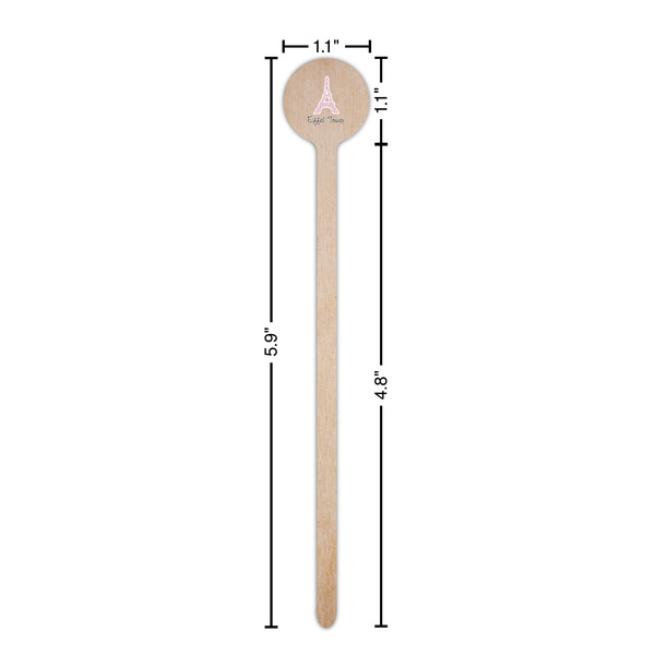 Eiffel Tower Wooden 6" Stir Stick - Round - Dimensions