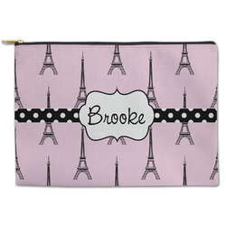 Eiffel Tower Zipper Pouch - Large - 12.5"x8.5" (Personalized)
