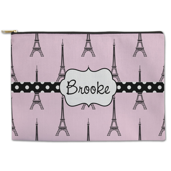 Custom Eiffel Tower Zipper Pouch - Large - 12.5"x8.5" (Personalized)