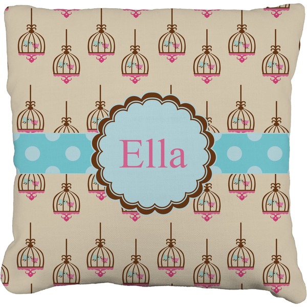 Custom Kissing Birds Faux-Linen Throw Pillow (Personalized)