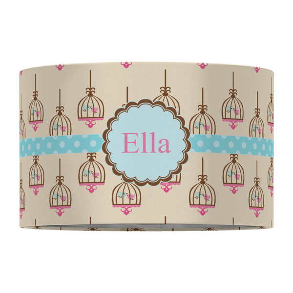 Kissing Birds 12" Drum Lampshade - FRONT (Fabric)