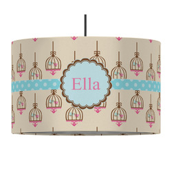 Kissing Birds 12" Drum Pendant Lamp - Fabric (Personalized)