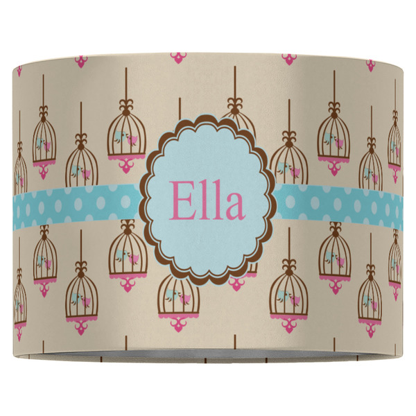 Kissing Birds 16" Drum Lampshade - FRONT (Fabric)