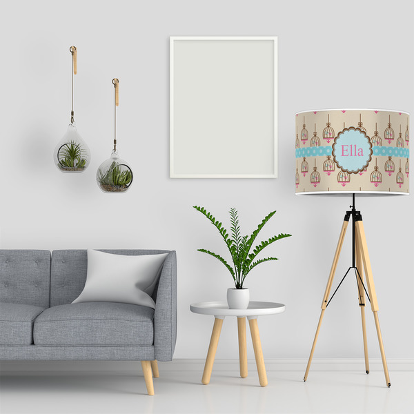 Kissing Birds 16" Drum Lampshade - LIFESTYLE