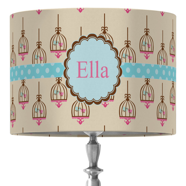 Custom Kissing Birds 16" Drum Lamp Shade - Fabric (Personalized)