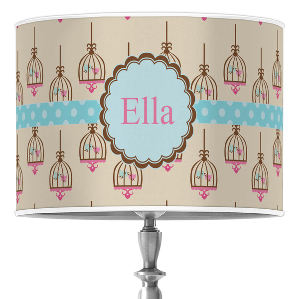 Custom Kissing Birds 16" Drum Lamp Shade - Poly-film (Personalized)