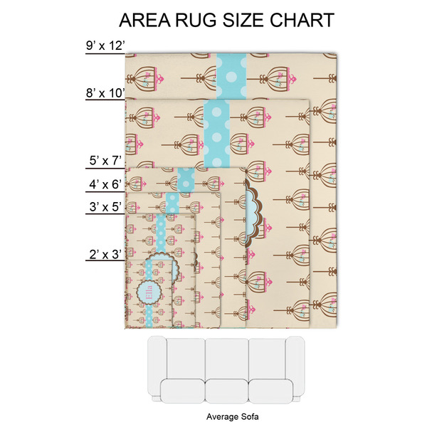 Kissing Birds 2'x3' Indoor Area Rugs - Size Chart