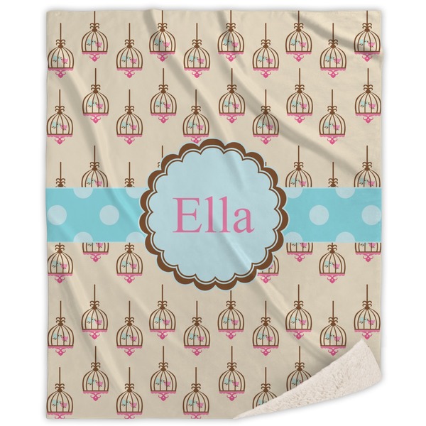 Custom Kissing Birds Sherpa Throw Blanket (Personalized)