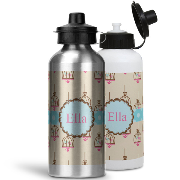 Kissing Birds Aluminum Water Bottles - MAIN (white &silver)