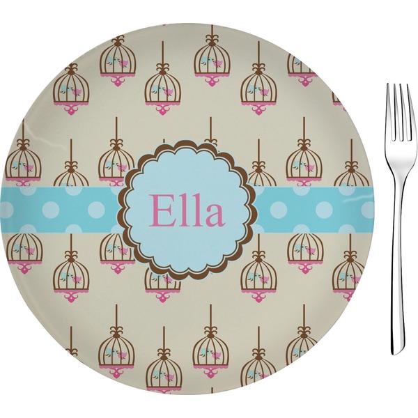 Custom Kissing Birds 8" Glass Appetizer / Dessert Plates - Single or Set (Personalized)