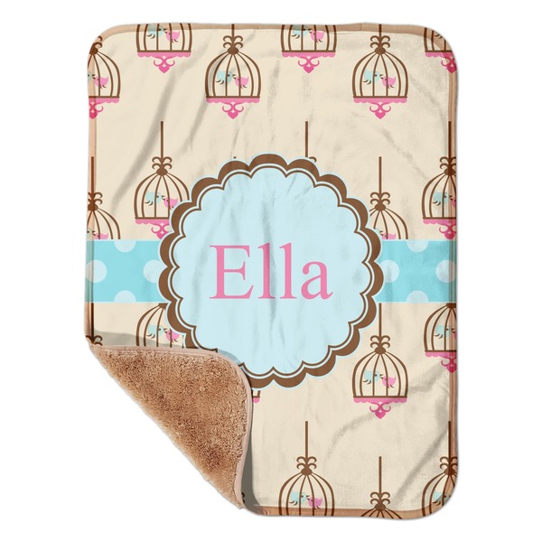 Custom Kissing Birds Sherpa Baby Blanket - 30" x 40" w/ Name or Text