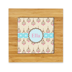 Kissing Birds Bamboo Trivet with Ceramic Tile Insert (Personalized)