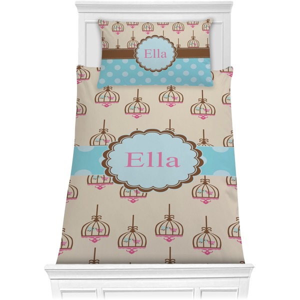 Custom Kissing Birds Comforter Set - Twin (Personalized)