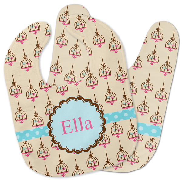 Custom Kissing Birds Baby Bib w/ Name or Text