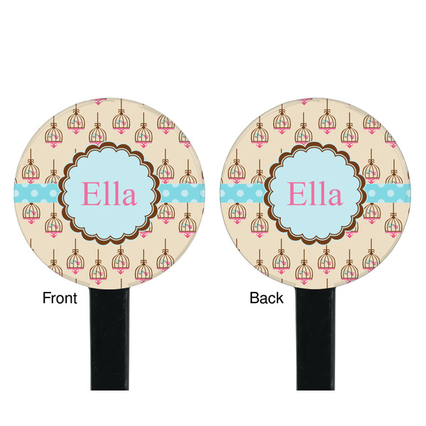 Kissing Birds Black Plastic 7" Stir Stick - Double Sided - Round - Front & Back