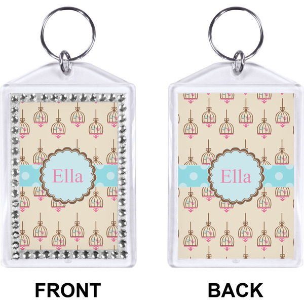 Kissing Birds Bling Keychain (Front + Back)