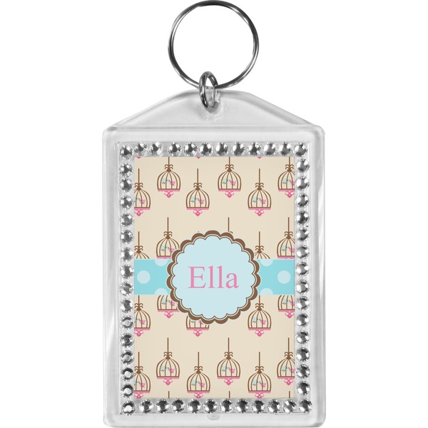 Custom Kissing Birds Bling Keychain (Personalized)