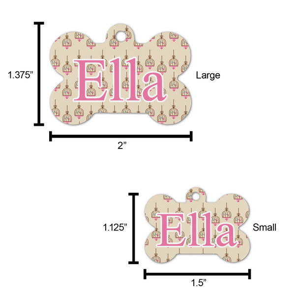 Kissing Birds Bone Shaped Dog ID Tag - Large - Scale