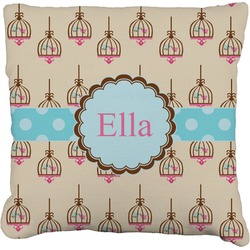 Kissing Birds Faux-Linen Throw Pillow 18" (Personalized)