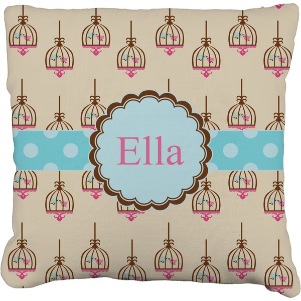 Custom Kissing Birds Faux-Linen Throw Pillow 18" (Personalized)