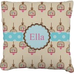 Kissing Birds Faux-Linen Throw Pillow 20" (Personalized)