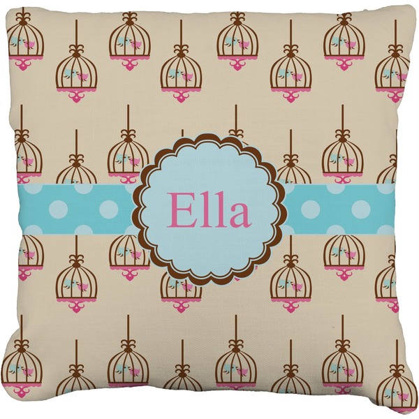 Custom Kissing Birds Faux-Linen Throw Pillow 20" (Personalized)