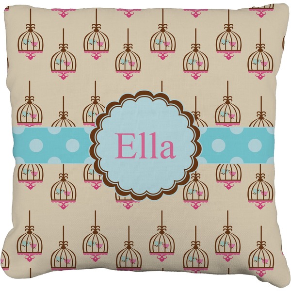 Custom Kissing Birds Faux-Linen Throw Pillow 26" (Personalized)