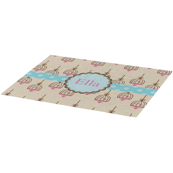 Kissing Birds Burlap Placemat (Angle View)