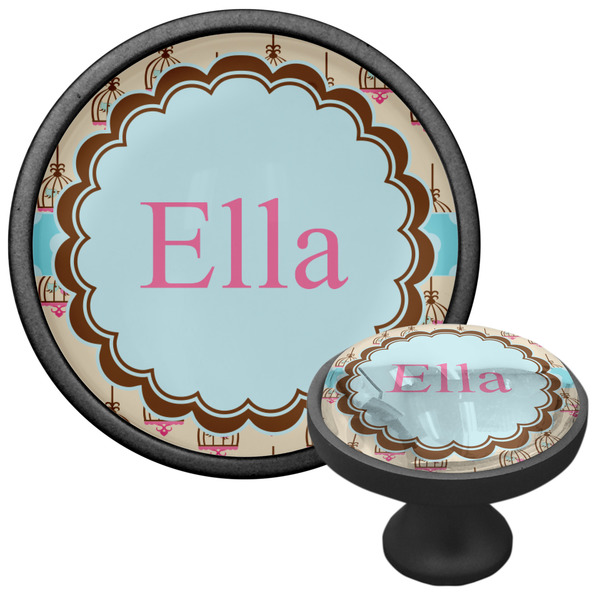 Kissing Birds Cabinet Knob - Black - Multi Angle