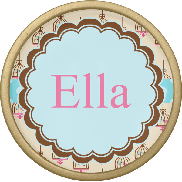 Kissing Birds Cabinet Knob - Gold - Front