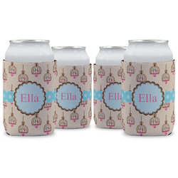 Kissing Birds Can Cooler (12 oz) - Set of 4 w/ Name or Text
