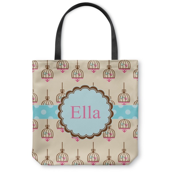 Custom Kissing Birds Canvas Tote Bag - Small - 13"x13" (Personalized)