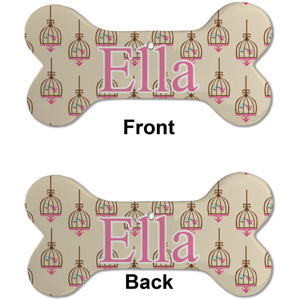 Kissing Birds Ceramic Flat Ornament - Bone Front & Back (APPROVAL)