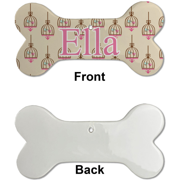 Kissing Birds Ceramic Flat Ornament - Bone Front & Back Single Print (APPROVAL)