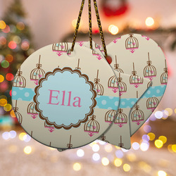 Kissing Birds Ceramic Ornament w/ Name or Text