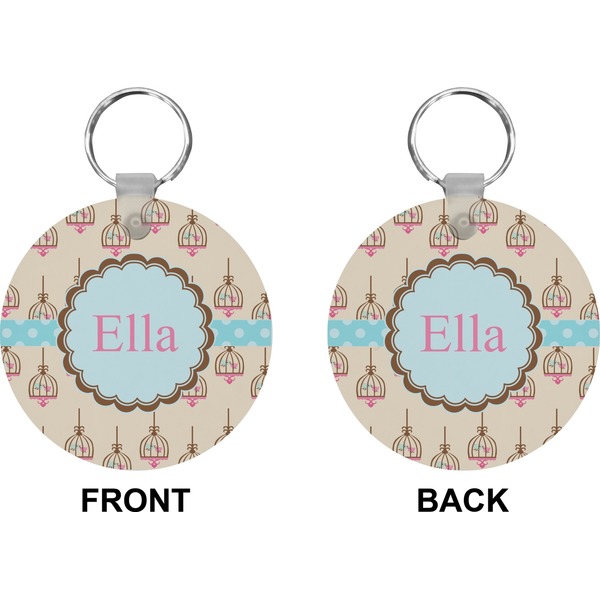 Kissing Birds Circle Keychain (Front + Back)