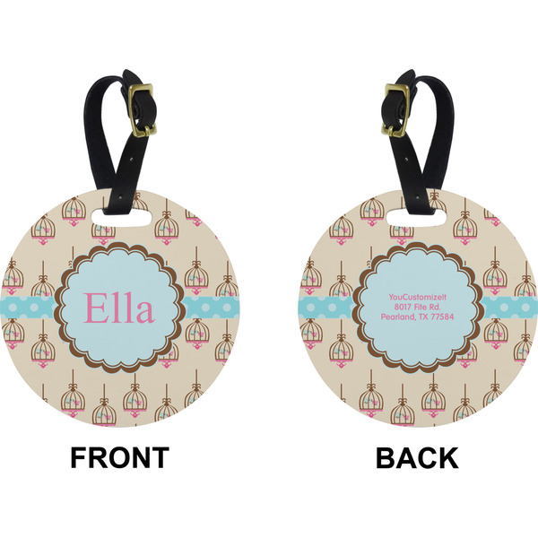 Kissing Birds Circle Luggage Tag (Front + Back)
