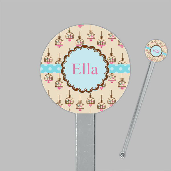 Kissing Birds Clear Plastic 7" Stir Stick - Round - Closeup